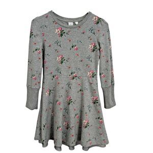 Gap Girls L Gray Floral Long Sleeve Layered Tulle Knit Dress Cottagecore